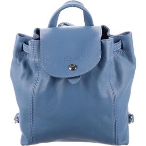 Longchamp Blue Le Pliage Cuir Backpack